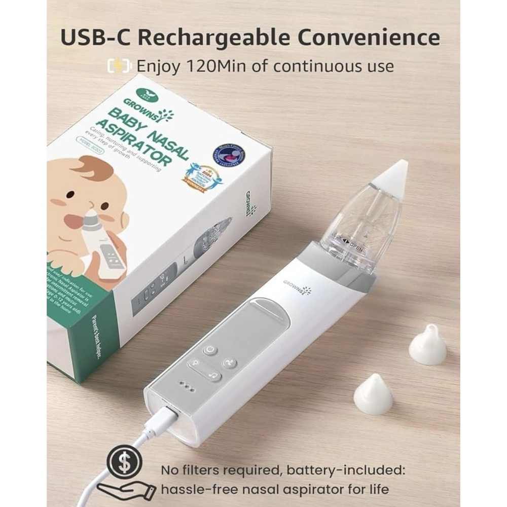 GROWNSY Nasal Aspirator for Baby, Electric Baby Nose Sucker Larger Suction NEW